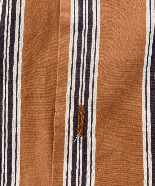 HUF（ハフ）HUF (ハフ) シルク混ストライプオープンカラーシャツ ブラウン サイズ:Lの古着・服飾アイテム