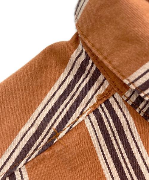 HUF（ハフ）HUF (ハフ) シルク混ストライプオープンカラーシャツ ブラウン サイズ:Lの古着・服飾アイテム