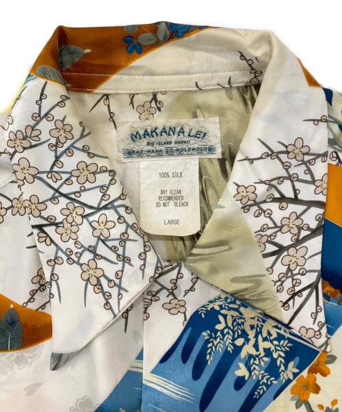MAKANA LEI（マカナレイ）MAKANA LEI (マカナレイ) 和柄シルクシャツ ベージュ サイズ:Lの古着・服飾アイテム
