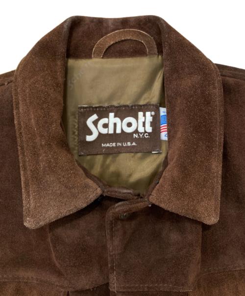 Schott（ショット）Schott (ショット) 3rdスウェードトラッカージャケット ブラウン サイズ:	SIZE 40の古着・服飾アイテム