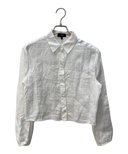 theory（セオリー）theory (セオリー) ショート丈リネンシャツ ホワイト サイズ:Ｐの古着・服飾アイテム