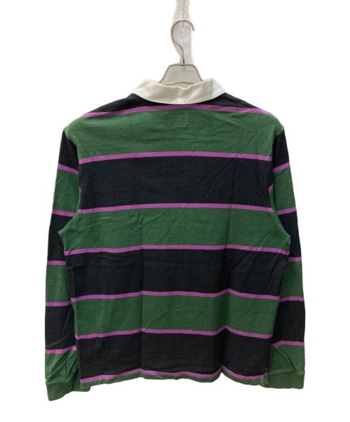 stussy（ステューシー）stussy (ステューシー) ラガーシャツ ブラック×グリーン サイズ:XLの古着・服飾アイテム