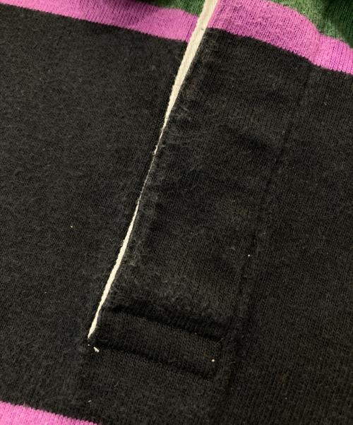 stussy（ステューシー）stussy (ステューシー) ラガーシャツ ブラック×グリーン サイズ:XLの古着・服飾アイテム