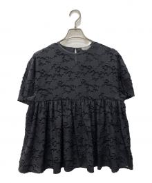 BALLSEY（ボールジィ）の古着「マーガレットカットジャカード ウエストギャザーブラウス」｜ブラック