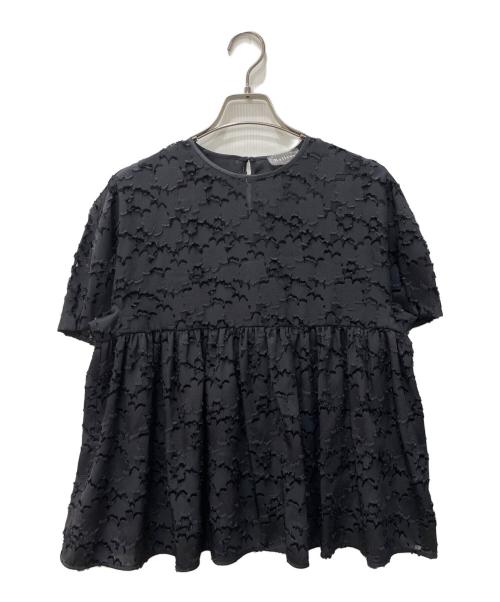 BALLSEY（ボールジィ）BALLSEY (ボールジィ) マーガレットカットジャカード ウエストギャザーブラウス ブラック サイズ:36の古着・服飾アイテム