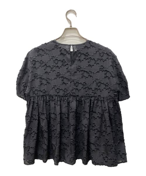 BALLSEY（ボールジィ）BALLSEY (ボールジィ) マーガレットカットジャカード ウエストギャザーブラウス ブラック サイズ:36の古着・服飾アイテム