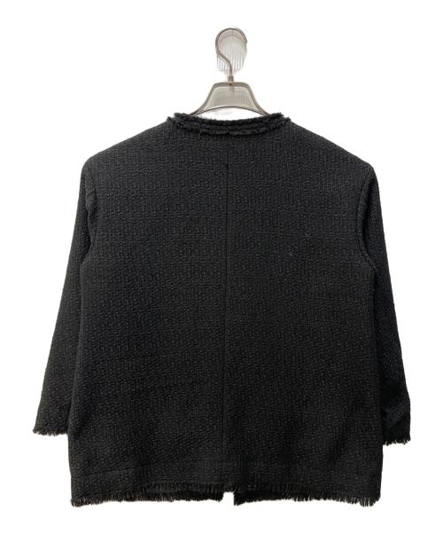 SHIPS any（シップスエニィ）SHIPS any (シップスエニィ) ツイード ノーカラー オーバー ジャケット ブラック サイズ:FREEの古着・服飾アイテム