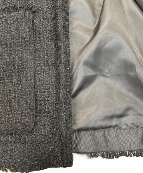 SHIPS any（シップスエニィ）SHIPS any (シップスエニィ) ツイード ノーカラー オーバー ジャケット ブラック サイズ:FREEの古着・服飾アイテム