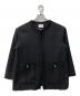 SHIPS any（シップスエニィ）の古着「ツイード ノーカラー オーバー ジャケット」｜ブラック