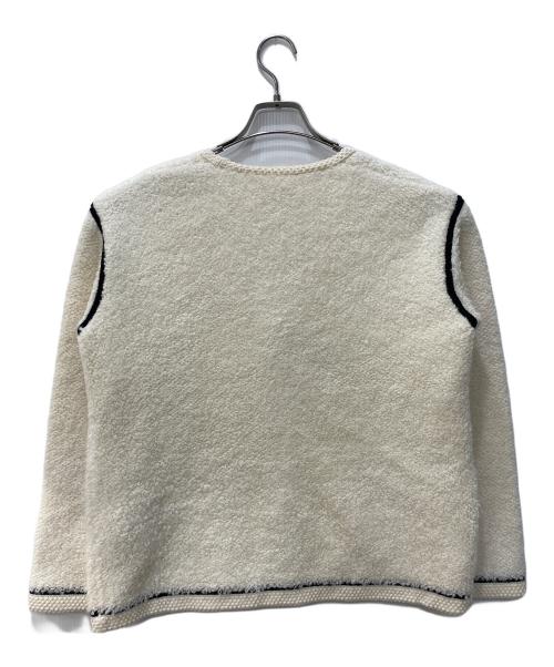 MACPHEE（マカフィー）MACPHEE (マカフィー) ムートンVネックカーディガン ホワイト サイズ:Sの古着・服飾アイテム