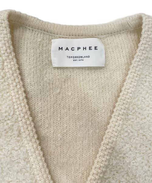 MACPHEE（マカフィー）MACPHEE (マカフィー) ムートンVネックカーディガン ホワイト サイズ:Sの古着・服飾アイテム