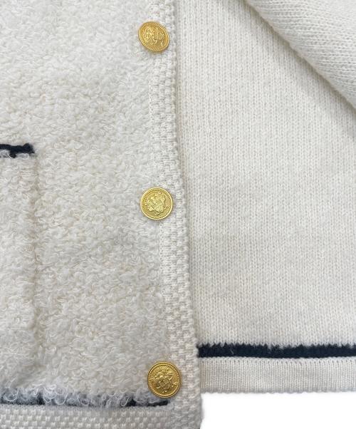 MACPHEE（マカフィー）MACPHEE (マカフィー) ムートンVネックカーディガン ホワイト サイズ:Sの古着・服飾アイテム