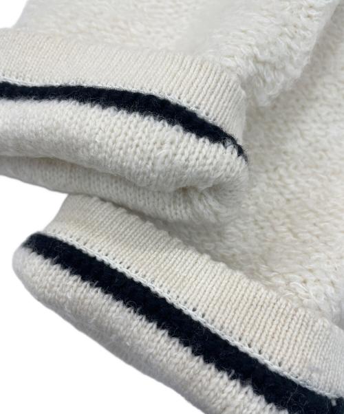 MACPHEE（マカフィー）MACPHEE (マカフィー) ムートンVネックカーディガン ホワイト サイズ:Sの古着・服飾アイテム