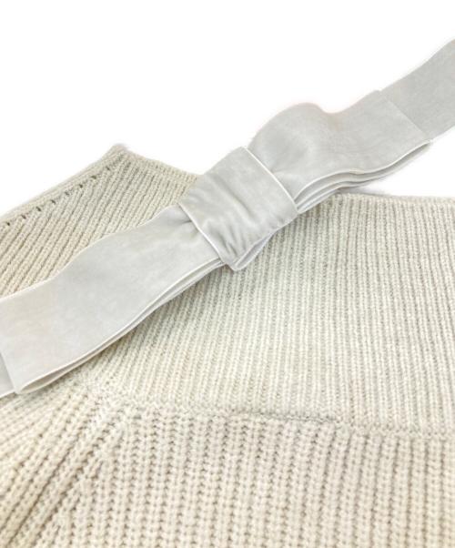 mystrade（マイストラーダ）mystrade (マイストラーダ) ベロアリボンオフショルニット ベージュ サイズ:38の古着・服飾アイテム