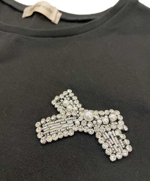 Apuweiser-riche（アプワイザーリッシェ）Apuweiser-riche (アプワイザーリッシェ) リボンTシャツ ブラック サイズ:2の古着・服飾アイテム