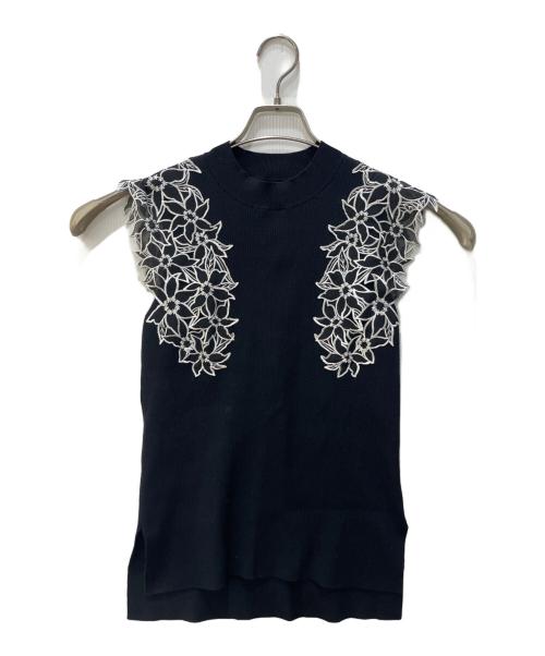 Mystrada（マイストラーダ）Mystrada (マイストラーダ) エンブロイダリーニット ブラック サイズ:38の古着・服飾アイテム