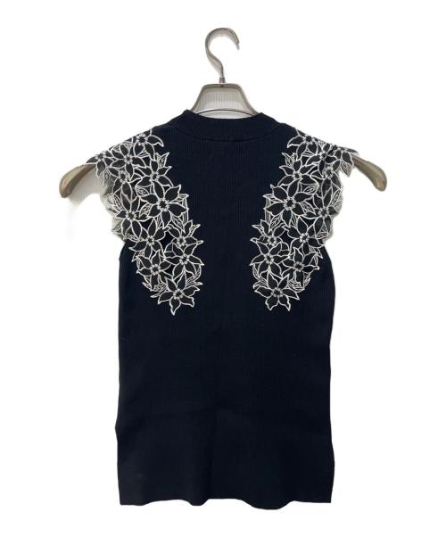 Mystrada（マイストラーダ）Mystrada (マイストラーダ) エンブロイダリーニット ブラック サイズ:38の古着・服飾アイテム