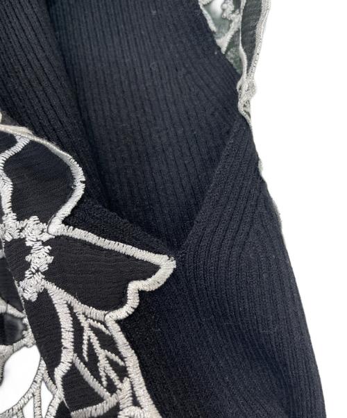 Mystrada（マイストラーダ）Mystrada (マイストラーダ) エンブロイダリーニット ブラック サイズ:38の古着・服飾アイテム