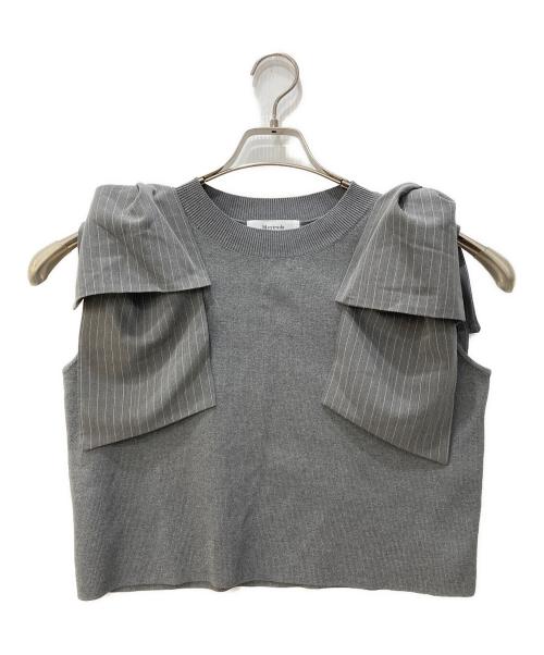 Mystrada（マイストラーダ）Mystrada (マイストラーダ) ショルダーリボンニット グレー サイズ:38の古着・服飾アイテム