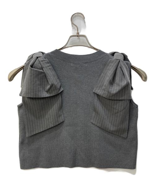 Mystrada（マイストラーダ）Mystrada (マイストラーダ) ショルダーリボンニット グレー サイズ:38の古着・服飾アイテム