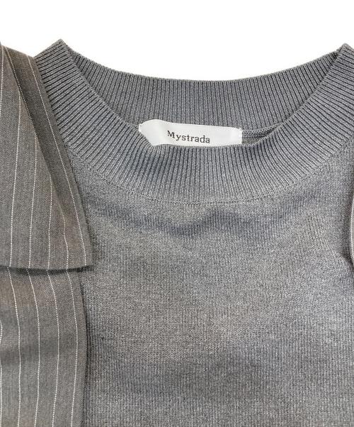 Mystrada（マイストラーダ）Mystrada (マイストラーダ) ショルダーリボンニット グレー サイズ:38の古着・服飾アイテム