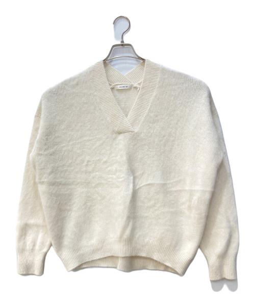 Rouge vif（ルージュヴィフ）Rouge vif (ルージュヴィフ) フォックスウールVネックラウンドヘムニットプルオーバー アイボリー サイズ:サイズ表記無しの古着・服飾アイテム