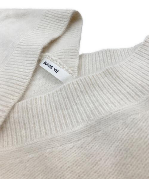 Rouge vif（ルージュヴィフ）Rouge vif (ルージュヴィフ) フォックスウールVネックラウンドヘムニットプルオーバー アイボリー サイズ:サイズ表記無しの古着・服飾アイテム