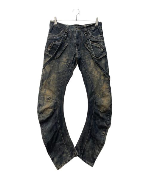 PPFM（ピーピーエフエム）PPFM (ピーピーエフエム) 変形デニムパンツ インディゴ サイズ:Sの古着・服飾アイテム