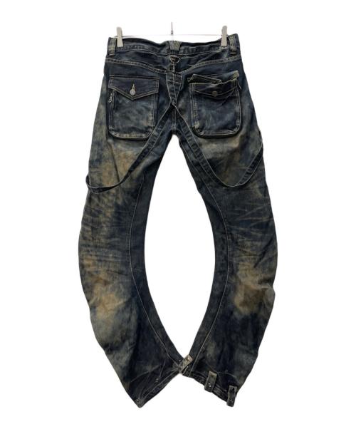 PPFM（ピーピーエフエム）PPFM (ピーピーエフエム) 変形デニムパンツ インディゴ サイズ:Sの古着・服飾アイテム