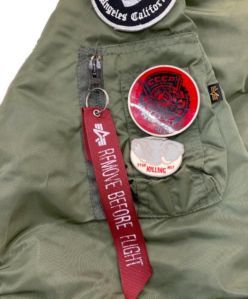 stussy（ステューシー）stussy (ステューシー) ALPHA (アルファ) FRAGMENT DESIGN (フラグメントデザイン) フライトジャケット カーキ サイズ:XXLの古着・服飾アイテム