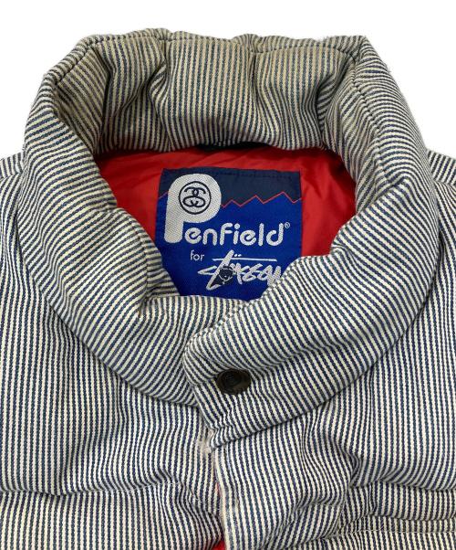Pen Field（ペンフィールド）Pen Field (ペンフィールド) stussy (ステューシー) ダウンベスト ホワイト×ブルー サイズ:XLの古着・服飾アイテム