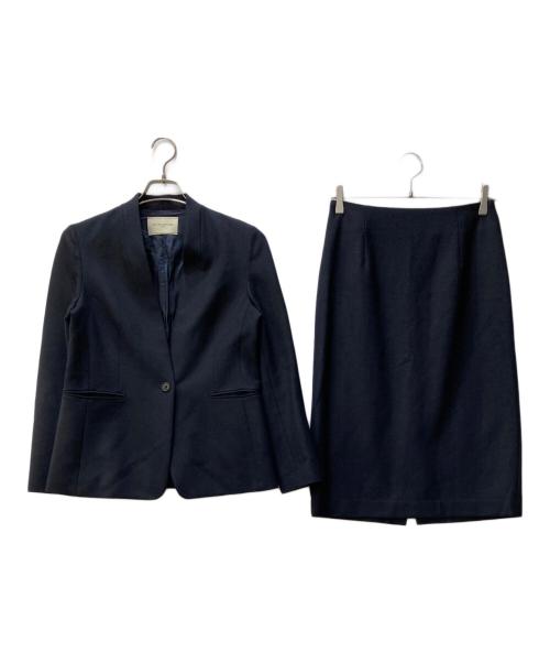 UNITED ARROWS（ユナイテッドアローズ）UNITED ARROWS (ユナイテッドアローズ) CLASS/TWD ノーカラージャケット タイトスカート ネイビー サイズ:SIZE 40の古着・服飾アイテム