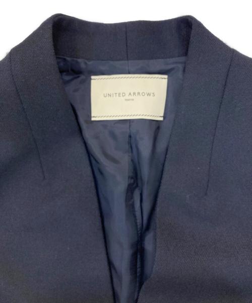 UNITED ARROWS（ユナイテッドアローズ）UNITED ARROWS (ユナイテッドアローズ) CLASS/TWD ノーカラージャケット タイトスカート ネイビー サイズ:SIZE 40の古着・服飾アイテム
