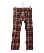 JUNYA WATANABE MAN PINK×LEVI'Sジュンヤワタナベマン ピンク×リーバイス）の古着「チェックパンツ」｜レッド