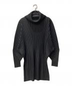 PLEATS PLEASEプリーツプリーズ）の古着「ハイネックドルマンスリーブプリーツカットソー」｜ブラック