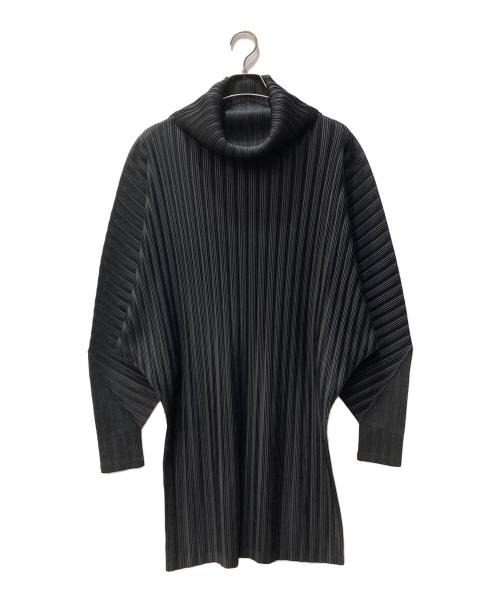 PLEATS PLEASE（プリーツプリーズ）PLEATS PLEASE (プリーツプリーズ) ハイネックドルマンスリーブプリーツカットソー ブラック サイズ:3の古着・服飾アイテム