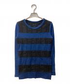 REGULATION Yohji Yamamotoレギュレーションヨウジヤマモト）の古着「レースボーダーカットソー」｜ネイビー×ブラック