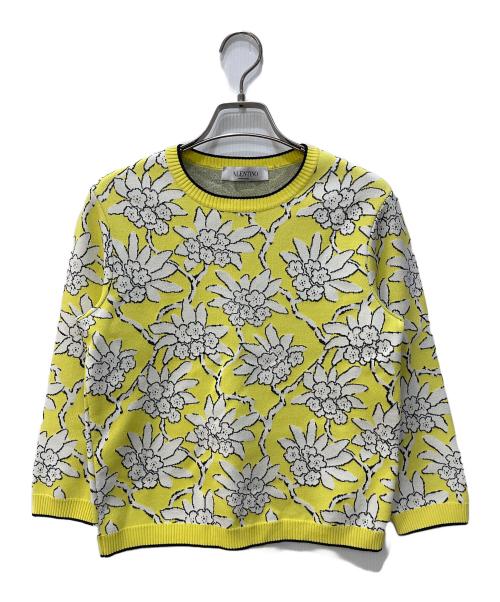 VALENTINO（ヴァレンティノ）VALENTINO (ヴァレンティノ) 花柄ニット イエロー サイズ:Sの古着・服飾アイテム
