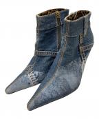 DOLCE & GABBANAドルチェ＆ガッバーナ）の古着「ピンヒールデニムパッチワークパンプス」｜インディゴ