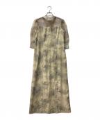 Kaeneカエン）の古着「シャイニーレースリボンドレス」｜黄緑