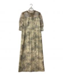 Kaene（カエン）の古着「シャイニーレースリボンドレス」｜黄緑