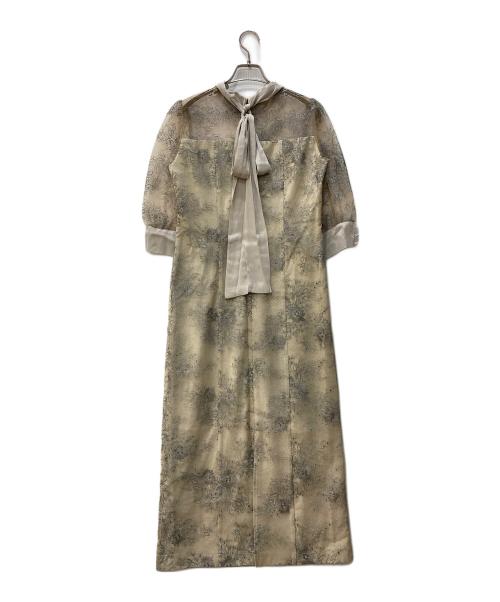 Kaene（カエン）Kaene (カエン) シャイニーレースリボンドレス 黄緑 サイズ:SIZE 38の古着・服飾アイテム