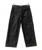 CIOTAシオタ）の古着「スビンコットンバックサテンベイカーパンツ」｜ブラック
