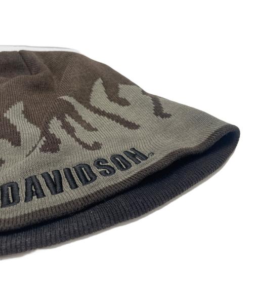 HARLEY-DAVIDSON（ハーレーダビッドソン）HARLEY-DAVIDSON (ハーレーダビッドソン) ファイヤー柄ニット帽 ブラウンの古着・服飾アイテム