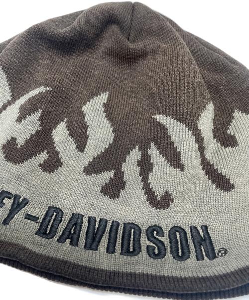 HARLEY-DAVIDSON（ハーレーダビッドソン）HARLEY-DAVIDSON (ハーレーダビッドソン) ファイヤー柄ニット帽 ブラウンの古着・服飾アイテム