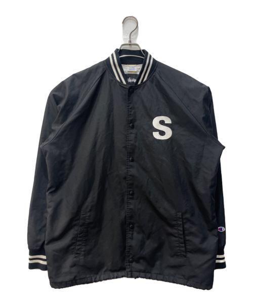 stussy（ステューシー）stussy (ステューシー) Champion (チャンピオン) スタジャン ブラック サイズ:XLの古着・服飾アイテム