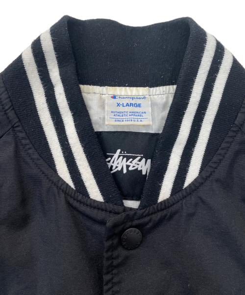 stussy（ステューシー）stussy (ステューシー) Champion (チャンピオン) スタジャン ブラック サイズ:XLの古着・服飾アイテム