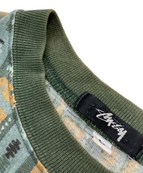 stussy（ステューシー）stussy (ステューシー) 総柄Tシャツ カーキ サイズ:Lの古着・服飾アイテム