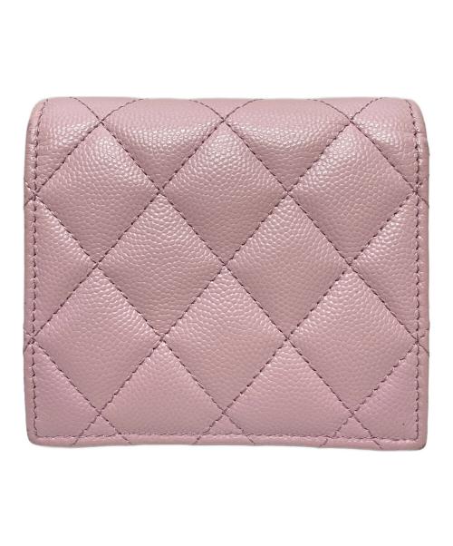 CHANEL（シャネル）CHANEL (シャネル) キャビアスキンマトラッセ2つ折り財布 ピンクの古着・服飾アイテム