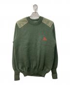 Burberry'sバーバリー）の古着「レザーパッチニット」｜オリーブ